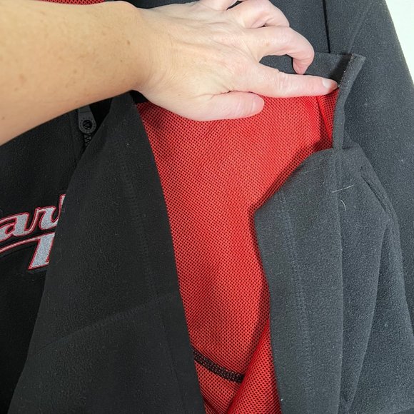 Harley Davidson Men’s Large Fleece Pullover 1/4 Zip Black Red - Picture 7 of 9